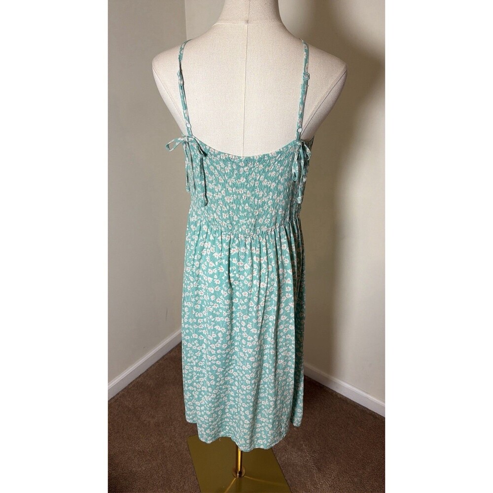 Lily Rose Squareneck Molded Cup Side Slit Midi Dress XL Rayon Linen Sundress - Picture 3 of 12